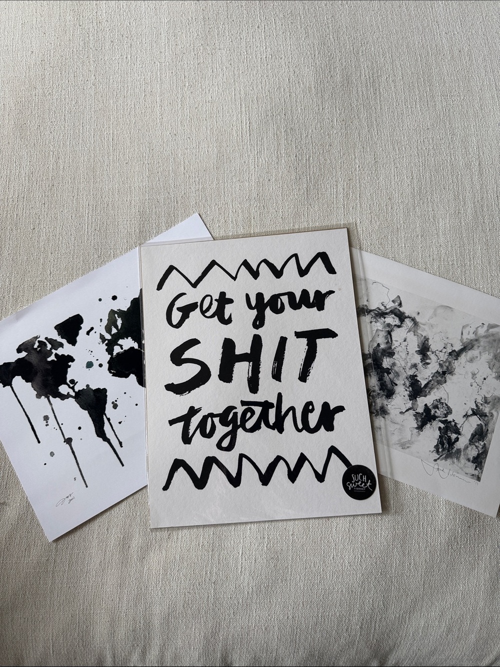 Get Your Shit Together — Black Typographic Wall Art set of 3 B&W prints